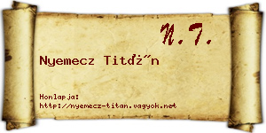Nyemecz Titán névjegykártya